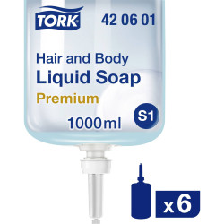 Tork 420601 Hair &amp; Body Liquid Soap 1L 6-Pack Unisex Mild Formula