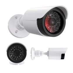 Atrapa kamery tubowej, diody IR LED, biała, zasilanie 2xAA (brak w zestawie), ABS, IR1800 W
