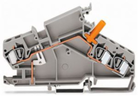 Screw through terminal, spring-clamp connection, 0.2-6.0 mm², 2 pole, 30 A, 6 kV, gray, 282-865