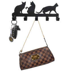 Wieszak na ubrania i klucze czarny metalowy Koty