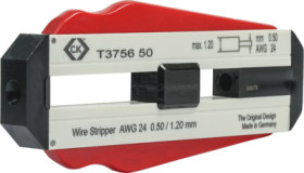 Precision wire stripper for PVC wires, PTFE wires, AWG 24, cable Ø 0.1-0.5 mm, L 97 mm, 24 g, T3756 50