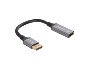 Adapter displayport(M) HDMI(F) 8K na kablu 20CM srebrny AD-DP-HD-04