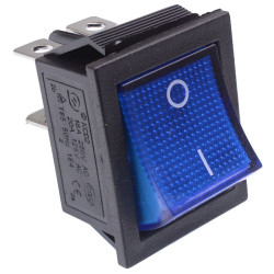 Blue illuminated On-Off Large Rectangle Rocker Switch DPST 12V