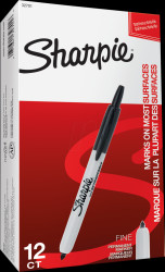 S0810840 Permanent marker, F, Sharpie Retract, pack of 12, black
