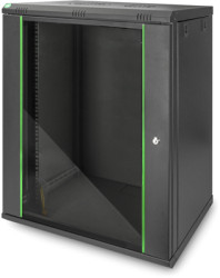 Wall enclosure, 16 U, (H x W x D) 789 x 600 x 450 mm, IP20, sheet steel, black, DN-19 16-U-EC-SW