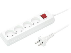 Przedłużacz z wyłącznikiem 4-gniazda b/u 10A 1,5m /OMY 2x1/ biały PS-460WS T-105910