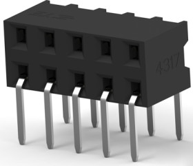 Socket header, 10 pole, pitch 2 mm, angled, black, 1-2314926-0