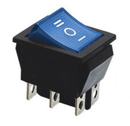 PRZEŁĄCZNIK KLAWISZOWY RS203-6C3B 15A/250V PODWÓJNY ON-OFF-ON NIEBIESKI (PRZEL510)