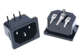 Gniazdo zatrzaskowe IEC męskie do PCB, standard IEC320, 10A, 250V AC