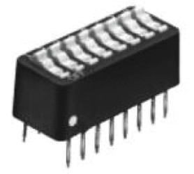 Przełącznik DIP 8-pozycyjny SPST THT 100 mA przy 5 V DC -55 → +105°C