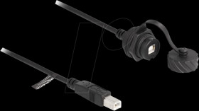 88011 USB 2.0 cable, B male to B female, flush mount, IP68, 1 m