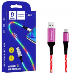KABEL USB TYP-C 1M DENMEN LED STREMER