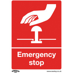 Worksafe SS35P10 Safety Sign Emergency Stop - Rigid Plastic - PK10