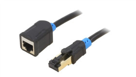 Iblbh Przedłużacz Rj45 S/Ftp 6 Ofc Pvc Czarny 2M Pokrycie: Złocony