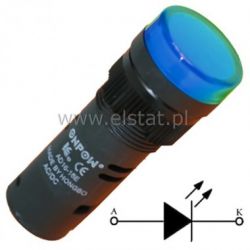 Kontrolka AD16-16E, 12V AC/DC niebieska 16mm/51mm