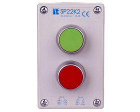 Kaseta sterownicza 2-otworowa z przyciskami zielony/czerwony szara IP65 SP22K2\01-1