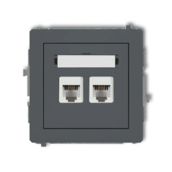 DECO Gniazdo telefoniczne podwójny 2xRJ11, 4-stykowy, beznarzędziowe grafitowy mat 28DGT-2