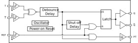Automotive delay generator with 100ms debounce timer