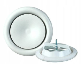 Anemostat nawiewny wklęsły metalowy z ramką Fi 125 biały