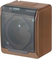 GAC250PL-H1GBR Gniazdo 250V - standard PL - 3 biegunowe, brązowe 16A - natynkowe, hermetyczne