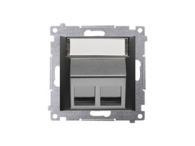 SIMON 54 Pokrywa gniazd teleinformatycznych na keystoen skośna podwója czarny DKP2S.01/49 KONTAKT SIMON