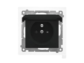 SIMON 55 Gniazdo pojedyncze z uziemieniem szybkozłącza IP44 bez uszczelki klapka w kolorze czarny mat TGZ1BCUZ.01/149 KONTAKT SI