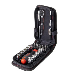 Zestaw kluczy nasadowych i bitów na 1/4 cala w poręcznym etui 40cz. 44684