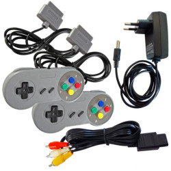 Power Supply + AV Cable + 2 Controllers - SNES (Set)