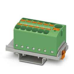 Blok rozdzielczy PTFIX 10/12X4-NS35 GN, zielone złącze przemysłowe - 12 punktów przyłączeniowych o przekroju 4mm2