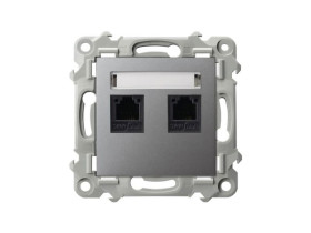 SZAFIR Gniazdo telefoniczne podwójne niezależne szary mat GPT-2ZN/m/70 OSPEL