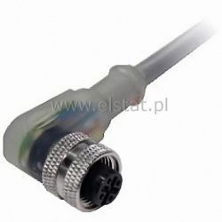Złącze kątowe żeńskie 4P + kabel 5m ( PNP LED )