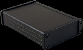 Aluminum enclosure, (L x W x H) 120 x 84 x 28 mm, black (RAL 9005), IP65, 1457J1201BK