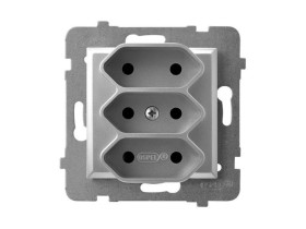 ARIA Gniazdo potrójne EURO srebro GP-3U/m/18 OSPEL