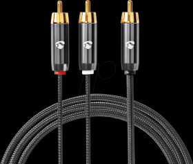 CATB24000GY30 Nedis Subwoofer Cable | RCA Male | 2x RCA Male | Gold Plated | 3