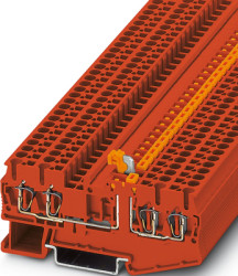 Knife disconnect terminal, tension clamp connection, 0.08-4.0 mm², 2 pole, 20 A, 6 kV, red, 3035043