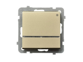 SONATA Wyłącznik krzyżowy z podświetleniem IP20 szampański złoty ŁP-4RS/m/39 OSPEL