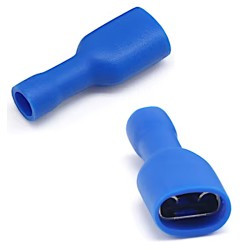 2x Konektor żeński 6.3mm pełna izolacja niebieski