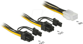 85452 Delock Cable PCIe power 6 pin female > 2x 8 pin male, 15 cm