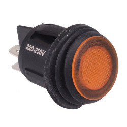 Yellow 230V illuminated Waterproof On-Off 20mm Round Rocker Switch DPST 10A R13-244B8-02