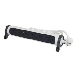 HELMO Przedłużacz premium obrotowy 5x2P+Z z przewodem 3.0m 3x1.5 mm2 biały/grafitowy 049461