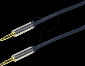 CA10100 Audio cable, 3.5 mm 3-pin/M to 3.5 mm 3-pin/M, metal, blue, 1 m