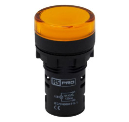 Kontrolka 12V ac/dc Żółty RS PRO średnica wycięcia 22mm Montaż panelowy