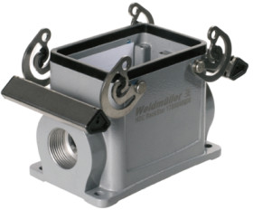 Surface mount housing, size A32, die-cast aluminum, 2 x M25, angled, cross bow locking, IP65, 1788040000