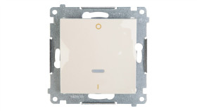 Simon 54 Łącznik Dwubiegunowy Z Podświetleniem, Szybkozłącza, Kremowy Dw2l.01/41