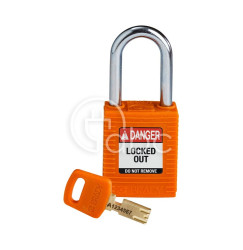 Kłódka LOTO SafeKey nylonowa, szekla stalowa 38 mm, pomarańczowa, 150320