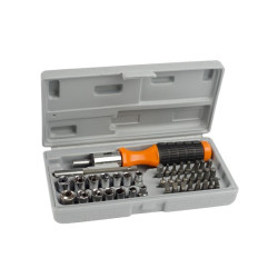 Zestaw nasadek i końcówek wkrętakowych rozmiar napędu 1/4 cala, 1 cala, 2 cala elementy: 40 Avit typ napędu