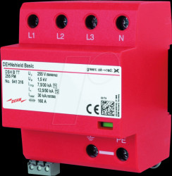 941316 Combined arrester, TT/TN-S, remote signalling contact (3+1)