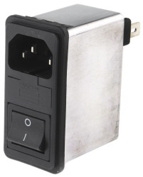 Gniazdo zasilające IEC z filtrem przeciwzakłóceniowym1 1A C14 Schaffner Zatrzask 5 x 20mm