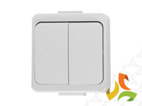 SMART Wyłącznik podwójny świecznikowy natynkowy bryzgoszczelny IP44 biały WNT-2S ABEX