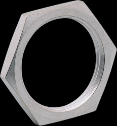 Hexagon nut, M30, W 36 mm, H 5 mm, outer Ø 41 mm, brass, nickel-plated, E10030
